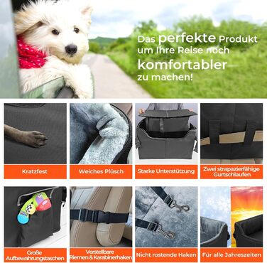 Автокрісло для собак Babenest, підсилене, чорне, розмір M, з ременями безпеки