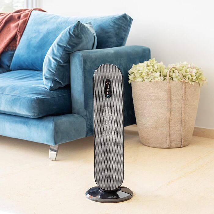 Обігрівач Cecotec ReadyWarm 6250 Ceramic Sky Style: керамічний, 2000 Вт, 3 режими, термостат, осциляція 90°, захист від перекидання та перегріву, 25 м² (пульт ДУ + сенсорна панель)