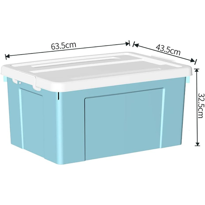 Cetomo 65 l x 6 Plastic Storage Box, Carry Case, Organiser with Robust Lid and Secure Locking Buckles, Stackable, 6 Pieces, Blue with Buckle