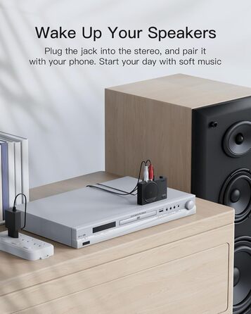 Inateck Bluetooth 5.1 Аудіо Адаптер-Приймач з RCA/3.5mm Кабелем, для Підключення до Аудіосистеми, Лаватера або Навушників, BR2001 (Тільки Приймач)