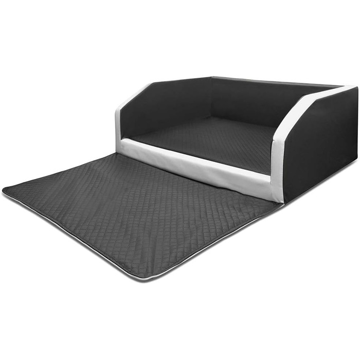 Преміум лежанка для собак Mayaadi-Home - 100 x 70 x 38 см | Лежанка для собак в авто | Лежанка в багажник з захисним покривалом | Чорно-біла, розмір M (100x70x38 см)