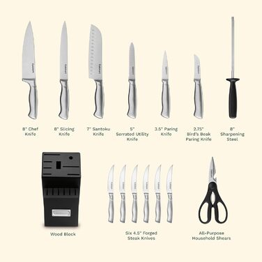 Cuisinart 15-Piece Stainless Steel Hollow Handle Knife Block Set