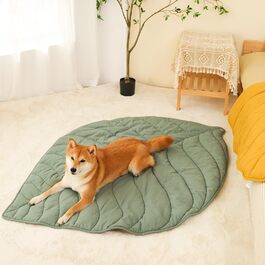 М'яка підстилка для собак та котів FUNNY FUZZY, двостороння, з дизайном листя, машинне прання, для ліжка, дивану, підлоги, захист меблів, колір гінкго-жовтий