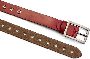 Жіночий шкіряний ремінь з металевою пряжкою для джинсів Dreess, ширина 1.1 см (S: 95 см, підходить для обхвату талії 75-84 см, колір: червоний)