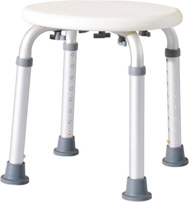 HOMCOM® Shower Stool Bath Bench Bath Chair Shower Stool Shower Seat Bath Aid Adjustable Height (Shower Stool/Round)