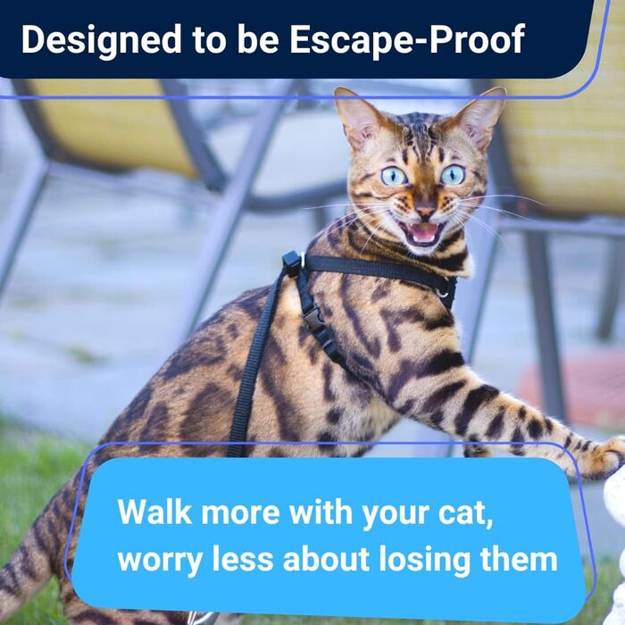 Нашийник та поводок для котів Houdini™ з веганської шкіри, анти-вислизання, OutdoorBengal, розмір M (середній)