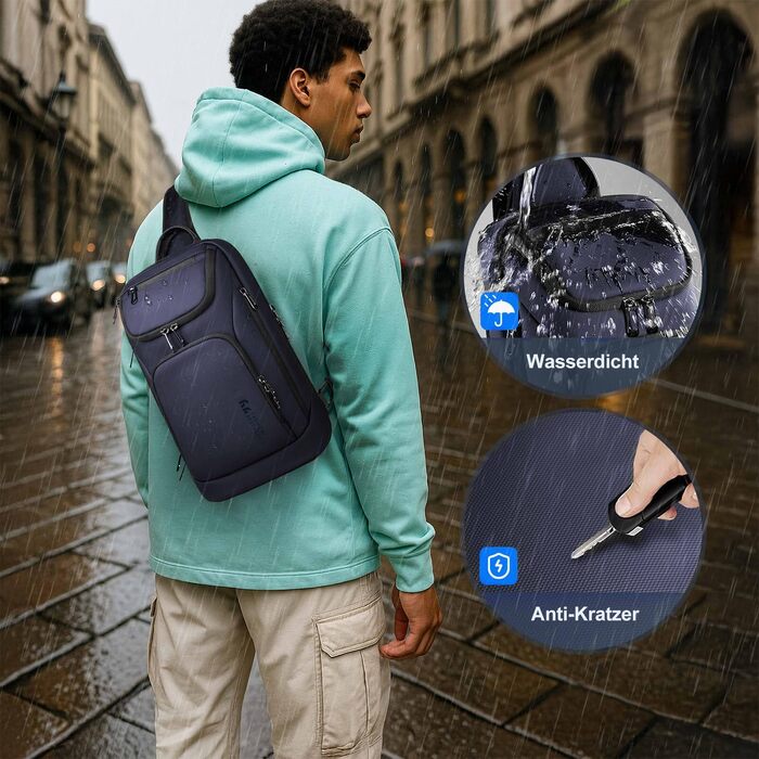 Чоловіча сумка-слінг через плече hk Crossbody, водовідштовхуюча нагрудна сумка з відділенням для планшета iPad 11.3