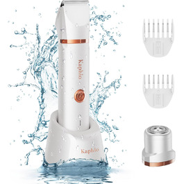 Триммер для бікіні для жінок 2-в-1: електричний триммер та бритва. Бездротовий, водонепроникний (IPX7) для тіла, ніг, пахв та рук. Perlweiß