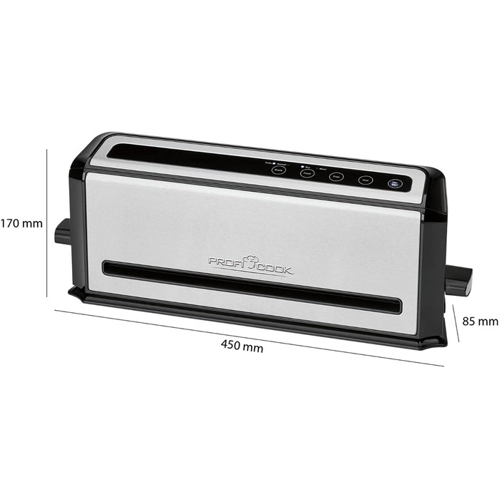 ProfiCook® Вакуумний пакувальник PC-VK 1080 | Sous Vide та вакуумне приготування | 10 пакетів, нержавіюча сталь, чорний