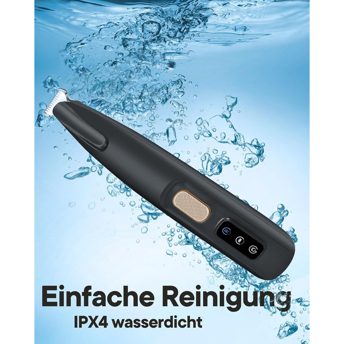 Триммер для собак та котів Pfotentrimmer з LED-підсвічуванням, 18 мм, тихий (35 дБ), вологостійкий, акумуляторний, для догляду за лапами, вухами, обличчям та хвостом (Чорний)