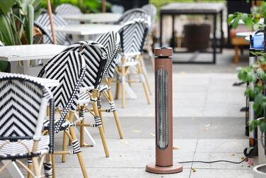 Інфрачервовий обігрівач 1500W для тераси та вулиці: 8 режимів, осциляція 75°, IP65, з пультом та таймером (колір: елегантний коричневий)