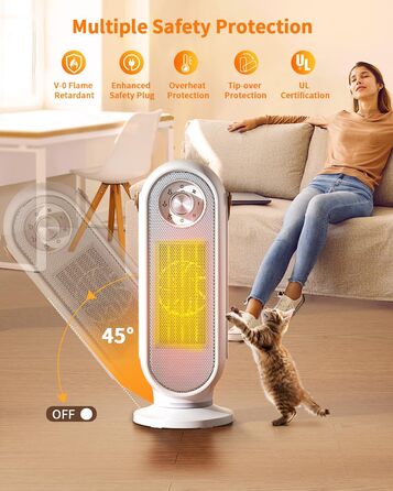 Електричний обігрівач Black - портативний нагрівач для дому та офісу, 1500W з термостатом, тихий, з поворотним перемикачем
