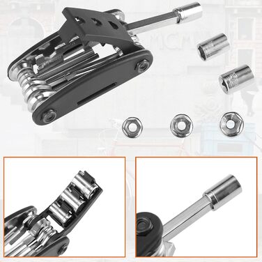 Набір інструментів ROCKBROS для ремонту велосипеда 16 в 1, складаний, чорний