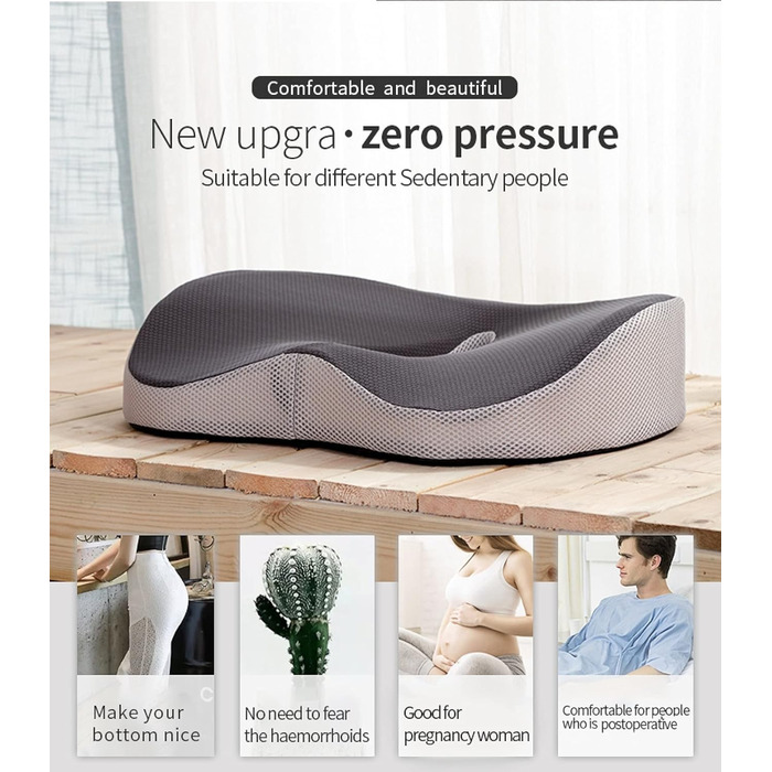 Подушка ортопедична Coxis з піни Memory Foam для офісного крісла, автомобіля, кухні: підтримка спини, геморою, при анальних тріщинах