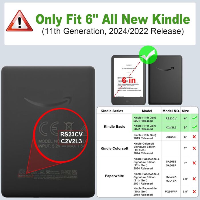 Чохол Fintie для Kindle 11 (2024/2022) з підставкою, петлею та авто-sleep/wake, Ozean Marmor
