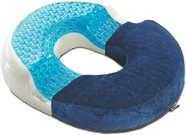 ELONEO Seat Cushion, Gel & Visco-Elastic Foam Cushion, suitable for car, office & wheelchair as well as travel, 40x30cm (dark blue)