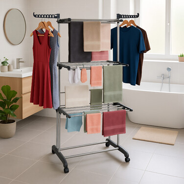 Rolling Clothes Drying Rack - Tower Design