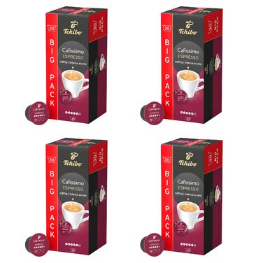 Кавові капсули Tchibo Cafissimo Espresso kräftig, інтенсивний смак, 120 шт (4х30), еко-сертифіковані