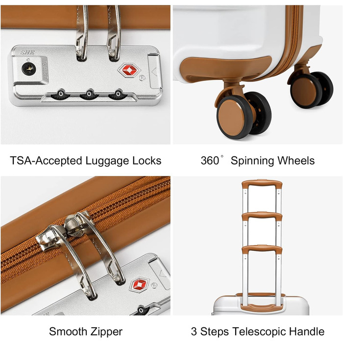 Чемодан British Traveller для ручної поклажі, середній, 64 x 43 x 26.5 см, з TSA-замком, ABS+PC, 24'+28' (білий)