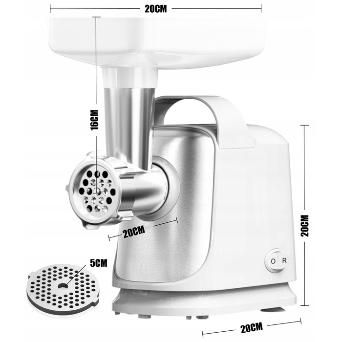 М'ясорубка Floria 1300 Вт, 1,5 кг/хв, 3 решітки, з насадкою-шинковкою