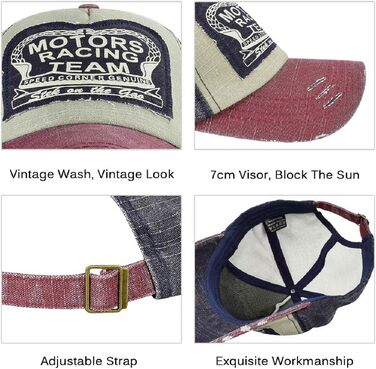 Кепка бейсболка Tuopuda Retro з регулюванням, червона, унісекс