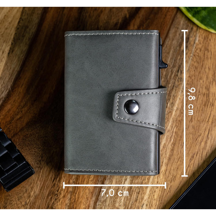 Slimfin® Slim Wallet з відділенням для монет - картхолдер/гаманець для чоловіків - RFID захист (Darkgrey, Maxi)