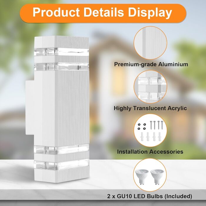 LED вуличний світильник CELAVY - вулична бра, IP65, GU10, 3000K, для дому та тераси, сірий