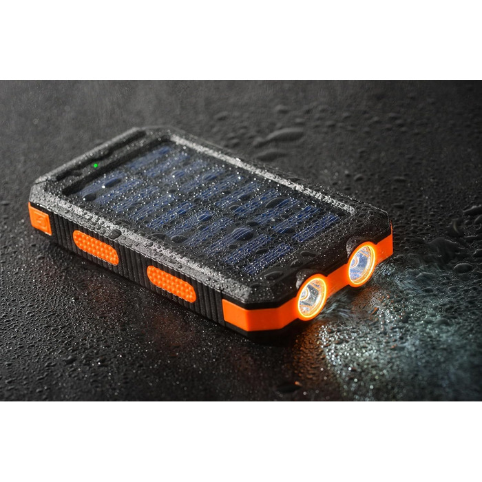 Портативний павербанк сонячний 8000 mAh з LED-ліхтариком та компасом для зарядки телефонів та гаджетів. Чорний