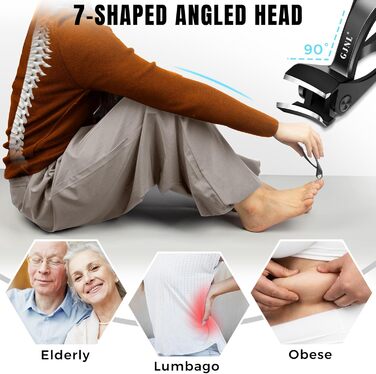 Нігтеріз для літніх людей та товстих нігтів, 16 мм/37 мм ширина отвору, міцний нігтеріз для чоловіків з товстими нігтями, 45° кут заточування, вигнута леза, для видалення врослого нігтя (чорний)