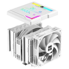 Кулер для процесора Thermalright Peerless Assassin 140 Digital White, двовежевий, 6 теплових трубок, 2 PWM вентилятори, з цифровим дисплеєм, для AM5, Intel LGA1851/1700, білий