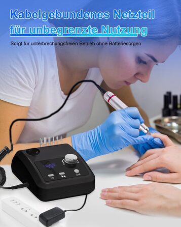 Електричний фрезер для нігтів CozyZen Professional: набір для манікюру та педикюру з LCD-дисплеєм, 45000 об/хв, для акрилу та гелю