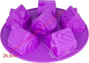 Silicone Mold Winter Village, Muffin Mold, Christmas Village, Gingerbread House, Muffin Mold, Cake Baking Mold, Muffin, Brownie, Candy, House, Cottages, Gingerbread, Gingerbread, Color: Purple