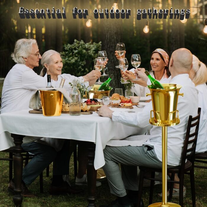 Ейскюбель: Якісний ес-кюбель з нержавіючої сталі для барів, вечірок, весіль, вина, шампанського, спиртних напоїв. Зберігає лід 3-6 годин, золотий, 3FT (91 см).