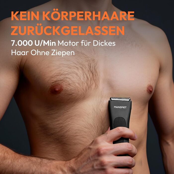 Електричний чоловічий триммер для тіла MANSPOT, водонепроникний, для інтимної зони, для ніг, грудей, чорний