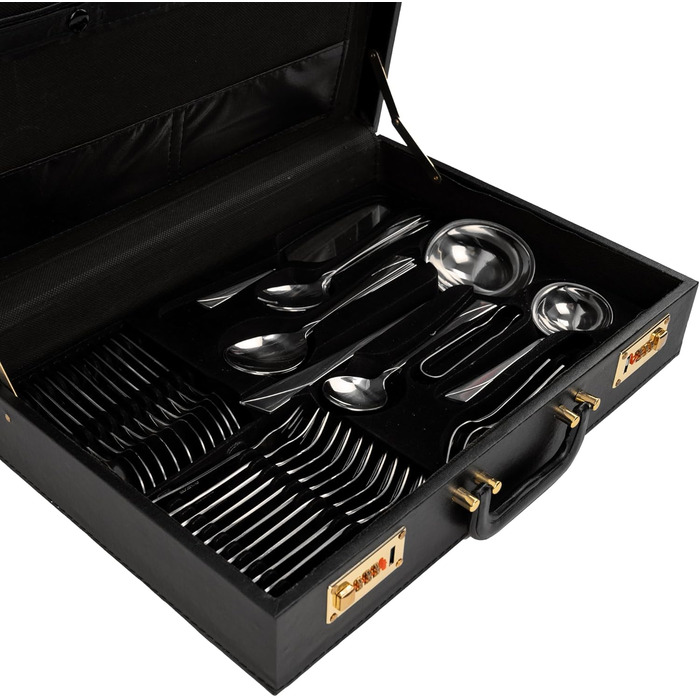 Набір столових приборів на 12 осіб (72 шт.) з нержавіючої сталі, стійкий до миття в посудомийній машині, у кейсі