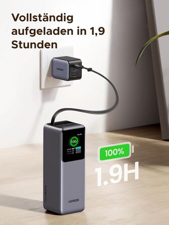 Power Bank UGREEN Nexode 20000mAh, 165W, Кабель 65см, Сумісний з iPhone, Galaxy, MacBook, Dell