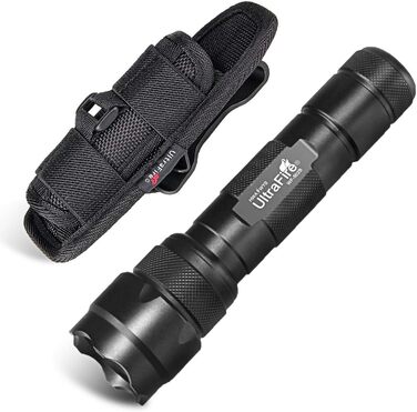 Ліхтарик UltraFire WF-502B LED 1000 люмен з кобурою, тактичний ручний міні-ліхтар з тримачем, 360° обертовий кліпса на ремінь