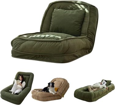 Розкладна софа-ліжко, крісло-мішок, підлогове крісло з високою спинкою для дорослих та дітей - зручне крісло для вітальні та дому (Зелений, 90*177 см)