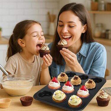 Форма для мафінів (2 шт.) - 24 лунки, антипригарне покриття, BPA-free, стандартний розмір 35 x 27 x 3 см, ідеально для капкейків, брауні та випічки