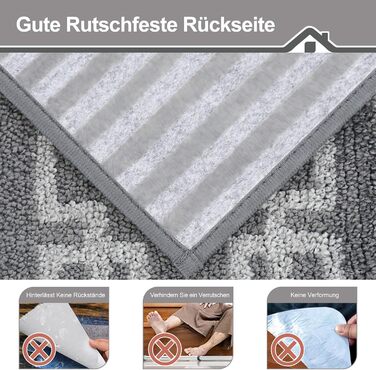 Килимочки на сходи BEQHAUSE, комплект 15 шт. Самоклеючі килимки на сходи для дітей, літніх людей та домашніх тварин, 100% поліестер, TPE-підкладка, 22x70 см (Сірий)