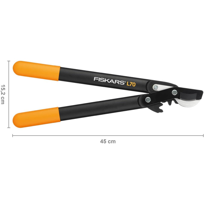 Секатор Fiskars PowerGear II L70 для свіжої деревини, антипригарне покриття, загартована сталь, 46 см, чорний/помаранчевий, 1002104