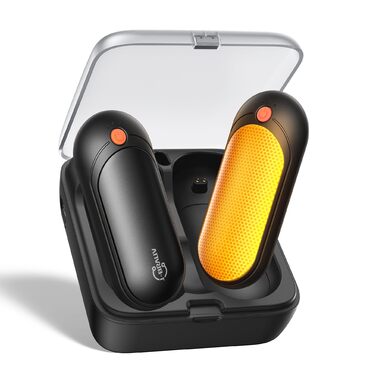 Електричні грілки для рук 2 шт. з акумулятором 2000mAh, повербанк 10000mAh, 5 температурних режимів, USB, до 24 годин, для дітей, чоловіків, жінок (чорний, компактний)
