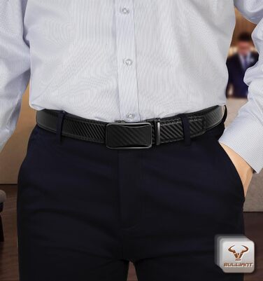 Чоловічий ремінь KEMISANT 2 шт. з автоматичною застібкою-разом, шкіряний ремінь регульованої ширини 35 мм з подарунковою коробкою (115 см/32'-38' розмір, 160 см/48'-56' розмір, 2 шт. чорний/Священний сірий 8126)