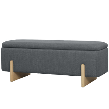 HOMCOM Storage Ottoman, Upholstered Bench with Foam Padding, Linen-Look Fabric, 111 x 44 x 44.5 cm, Dark Gray