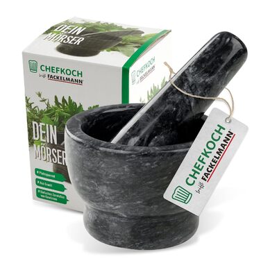 Гранітний ступка з толуштою Chefkoch – для подрібнення, розмелювання та розтрощення спецій та трав, 9,5 x 7 x 3,5 x 10,5 см