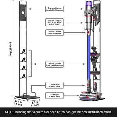 Стійка для пилососів Dyson V11, V10, V8, V7, V6, V8, DC30, DC31, DC34, DC35, DC58, DC59, DC62 - сіра металева підставка