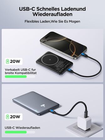 Power Bank MagSafe 5000mAh з бездротовою зарядкою 15W та USB-C, 20W PD, Gray - для iPhone, AirPods