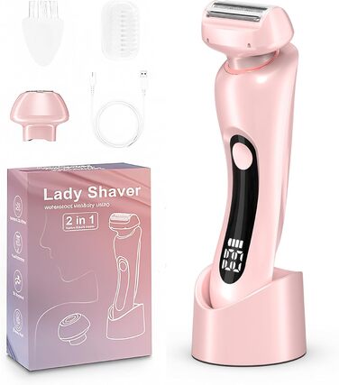 Електричний жіночий триммер Intimrasierer для бікіні, ніг, рук та тіла 2-в-1. Вологостійкий IPX7, USB-C, рожевий