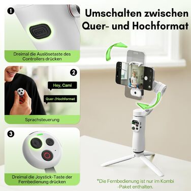 ZHIYUN Smooth Q5 Ultra Combo: Стабілізатор для смартфона з AI-трекінгом, керуванням голосом, пультом ДУ та світлом, 13.5год роботи, 3-осьовий