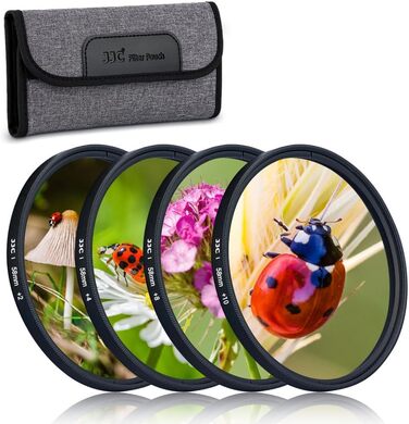 Фільтр JJC 58mm для макрозйомки (набір 4 шт. +2, +4, +8, +10) для Canon, Nikon, Sony, Olympus, Fuji DSLR камер